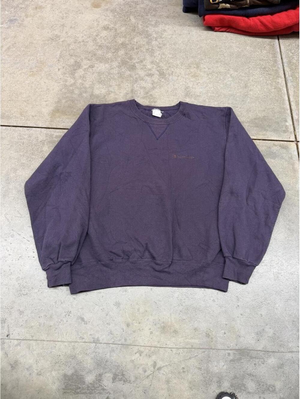vintage champion purple and brown small logo crewneck size large